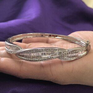 Victoria Wieck 2.28ct Absolute Baguette Twist Hinged Bracelet 8"